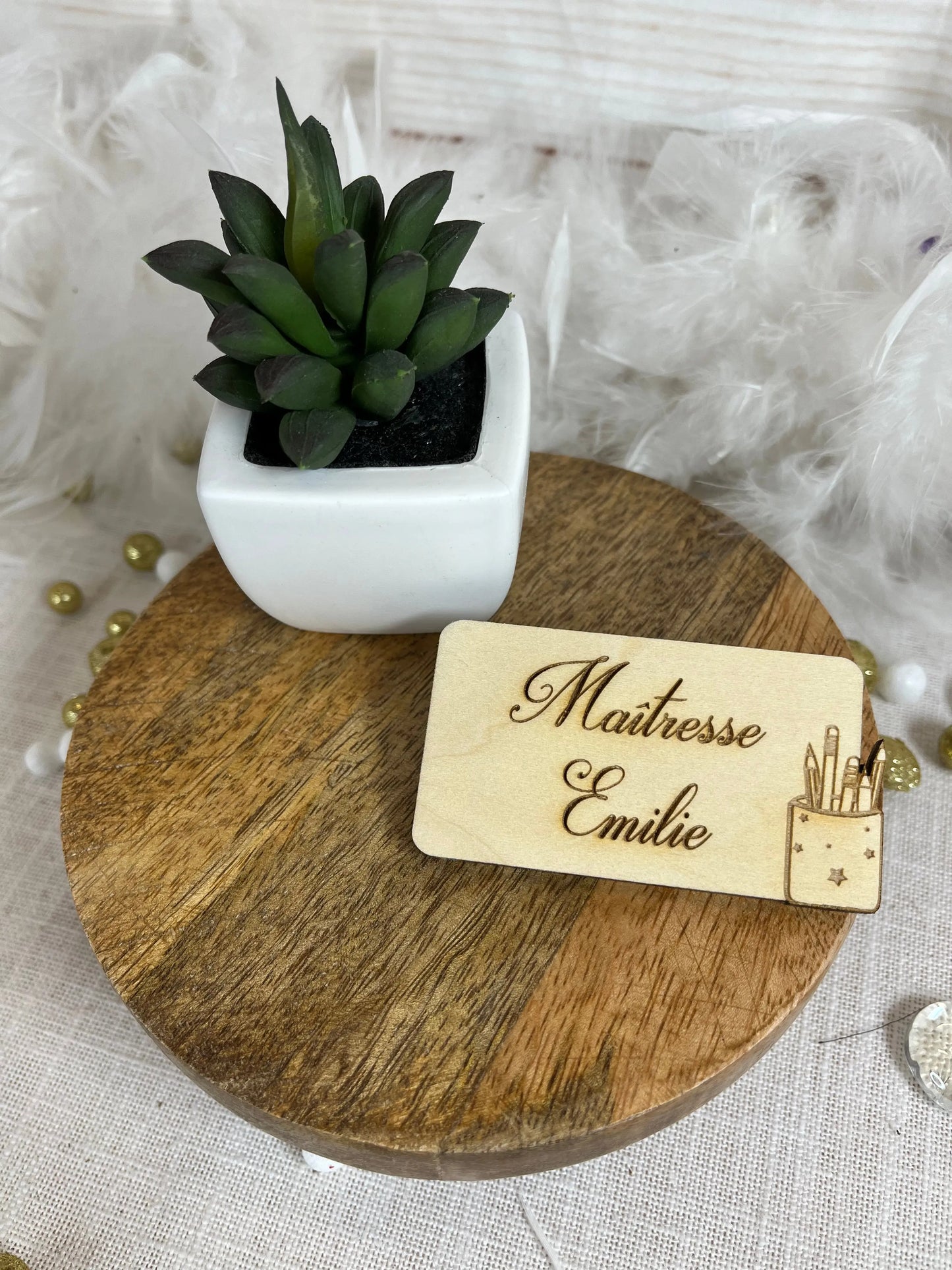 Badge à personnaliser Laurie Déco et lumières