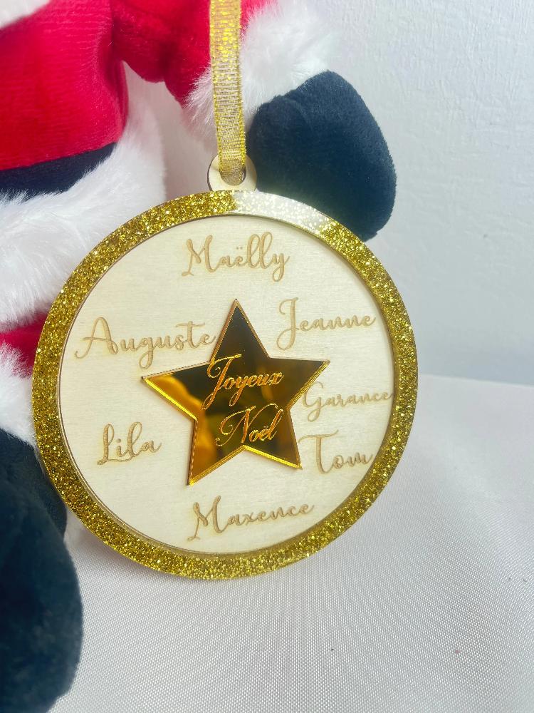 Boule de noël famille personnalisée Laurie Déco et lumières