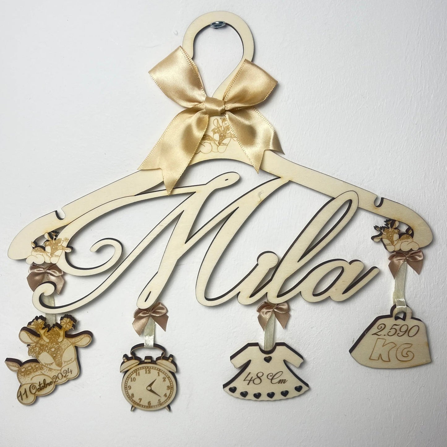 Cintre de naissance biche personnalisé Laurie Déco et LumiÚres