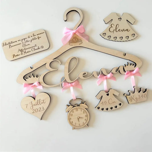 Cintre de naissance ourson personnalisé Laurie Déco et LumiÚres