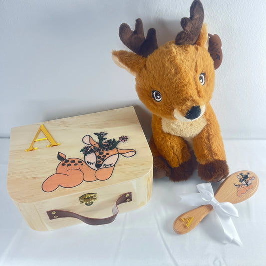 Coffret de naissance cerf personnalisé Laurie déco et lumières