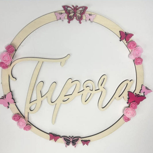 Couronne prénom fleurie Laurie Déco et Lumières