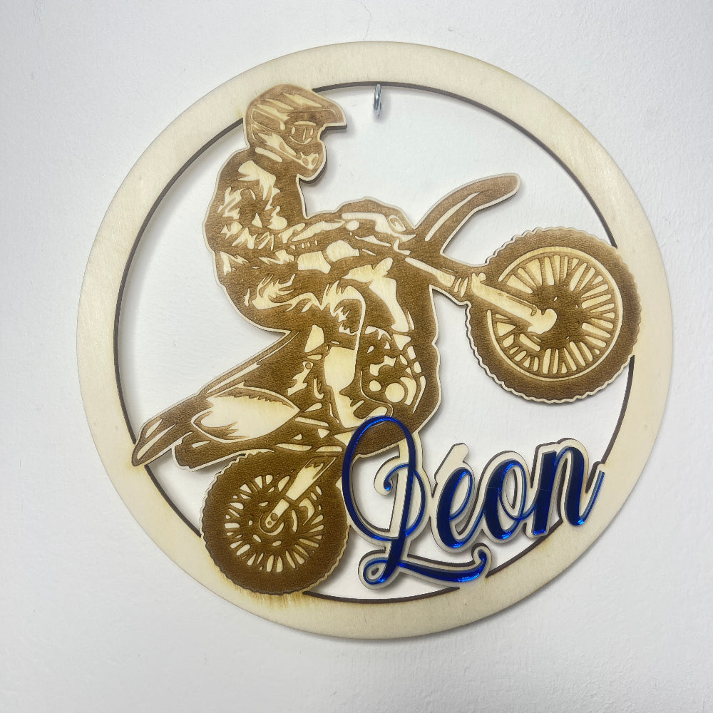Décoration couronne moto cross personnalisée