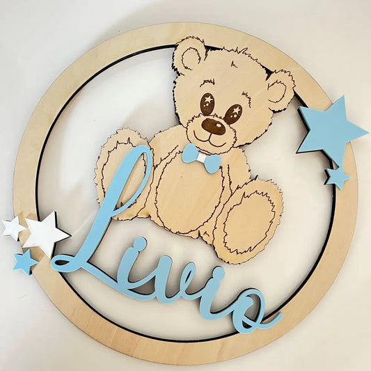 Décoration couronne ourson personnalisée Laurie Déco et Lumières