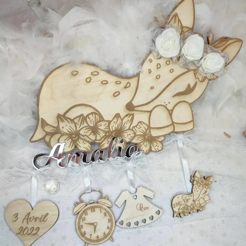 Décoration de naissance biche personnalisée - Laurie Déco et lumiÚres