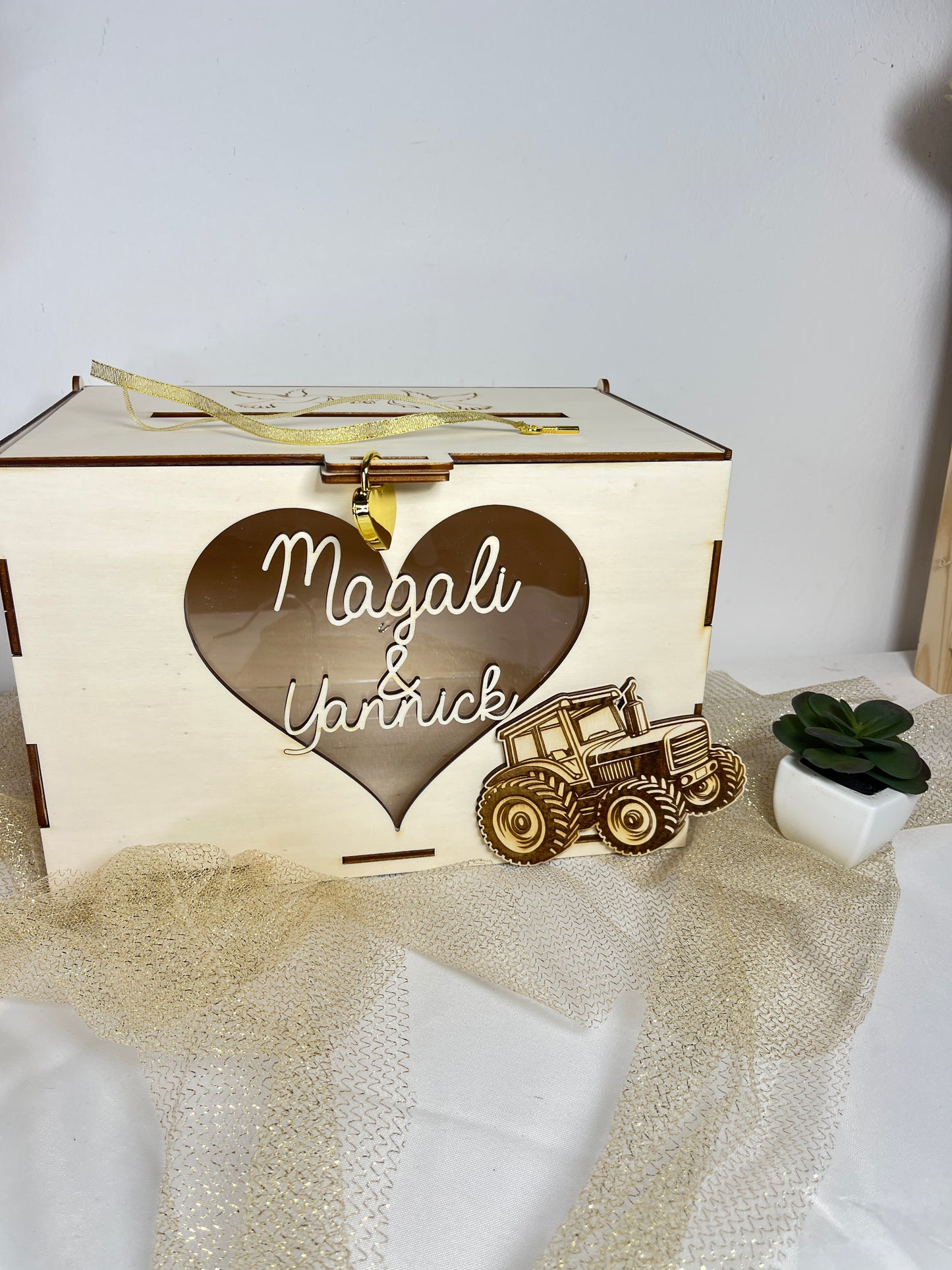 Urne de mariage colombes personnalisée