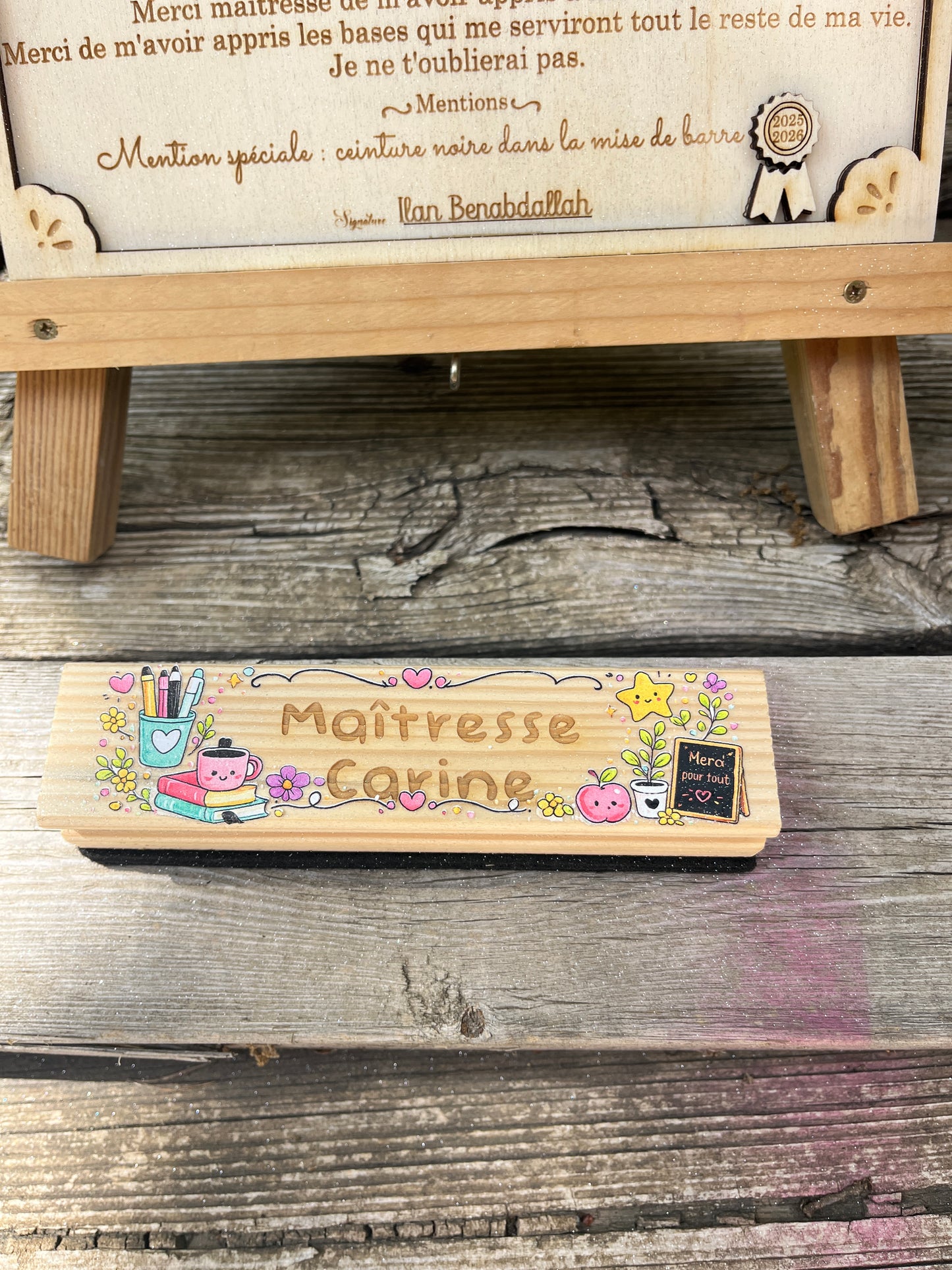 🪵 Brosse à Tableau en Bois Personnalisée – Accessoire Pratique et Unique