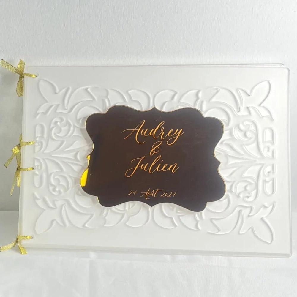 Livre d'or de mariage plexiglas personnalisé Laurie Déco et lumiÚres