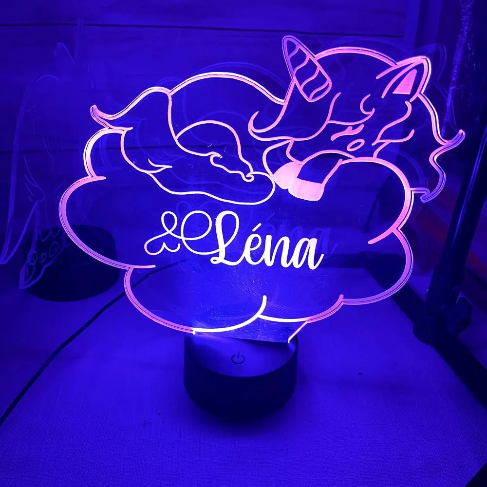 Veilleuse licorne nuage personnalisée Laurie Déco et Lumières