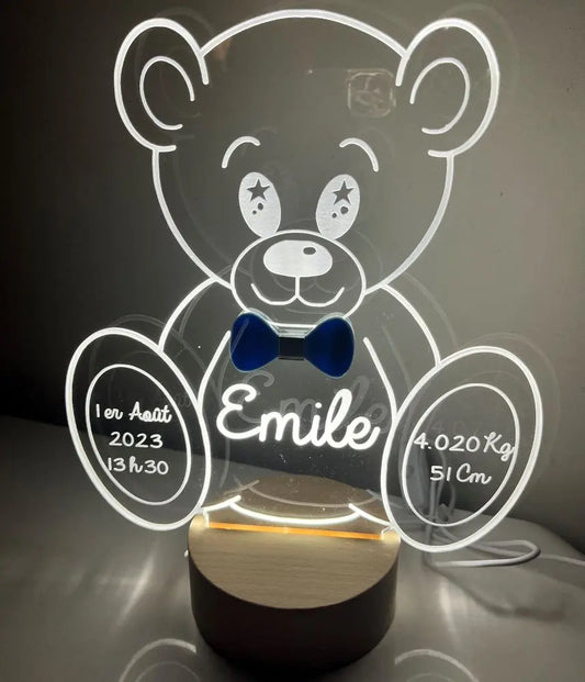Veilleuse ourson de naissance Laurie Déco et lumières