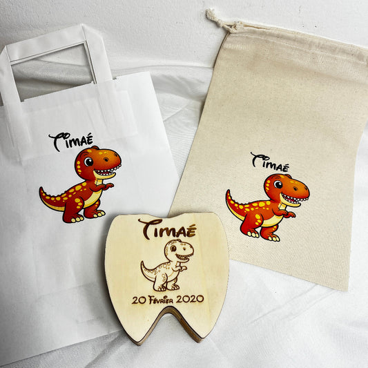 boite a dents en bois personnalisable dinosaure