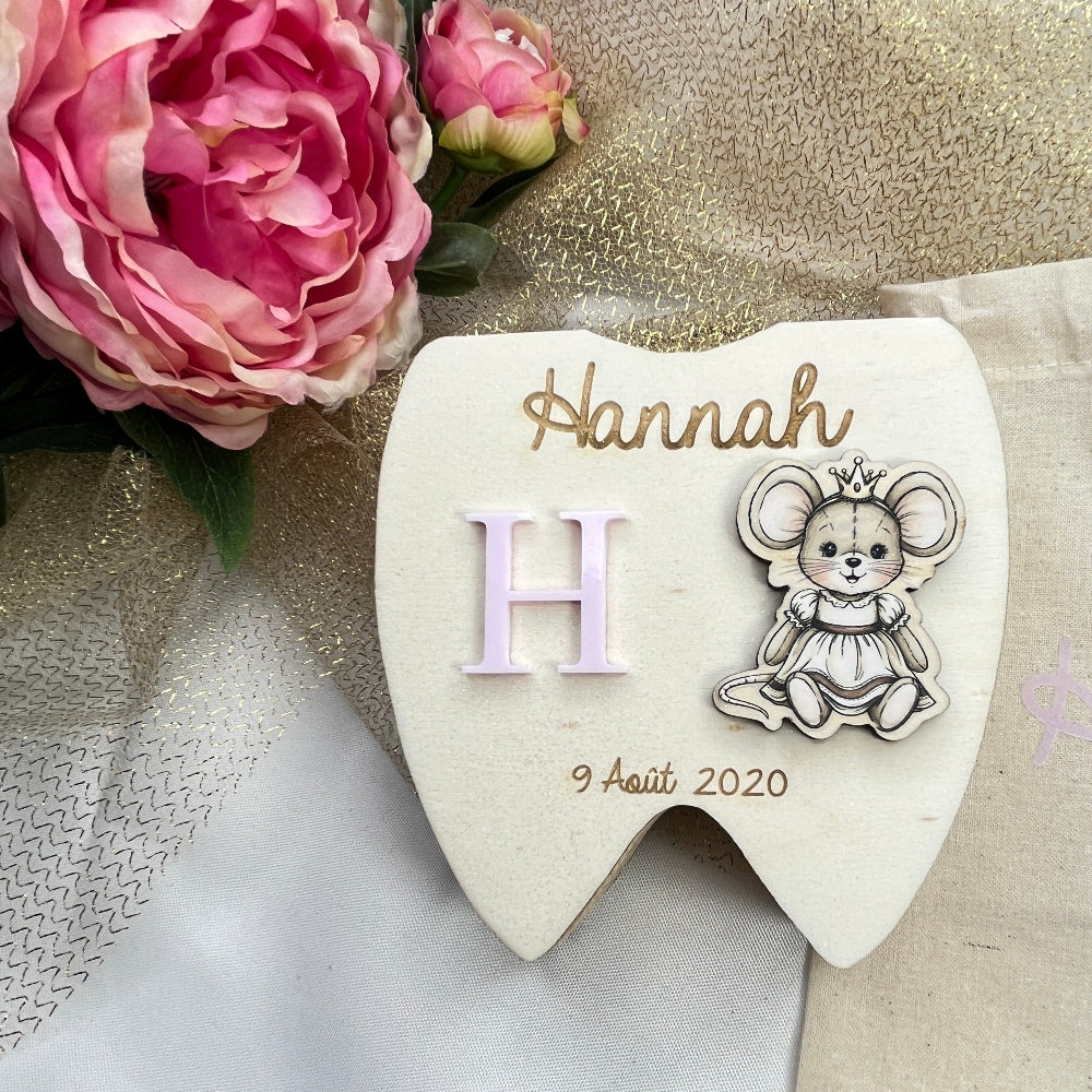 boite a dents petite souris en bois et couleur personnalisable