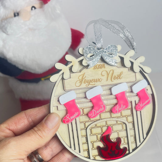 boule de noël cheminée personnalisée