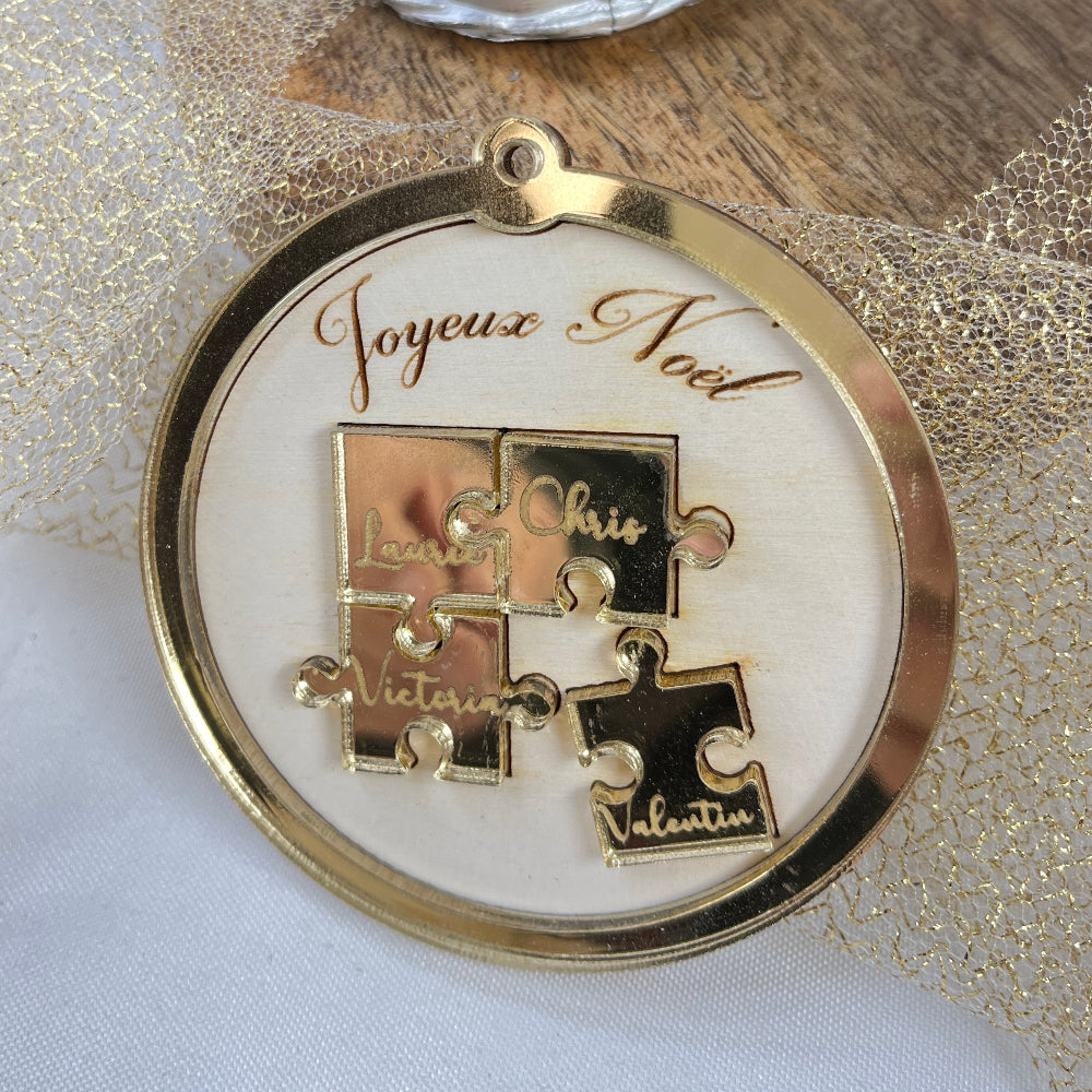 boule de noel famille puzzle personnalisable