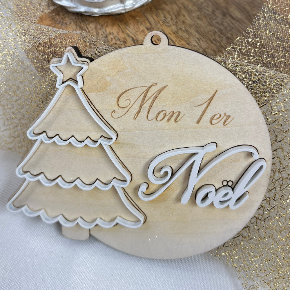 boule de noel sapin en bois personnalisable