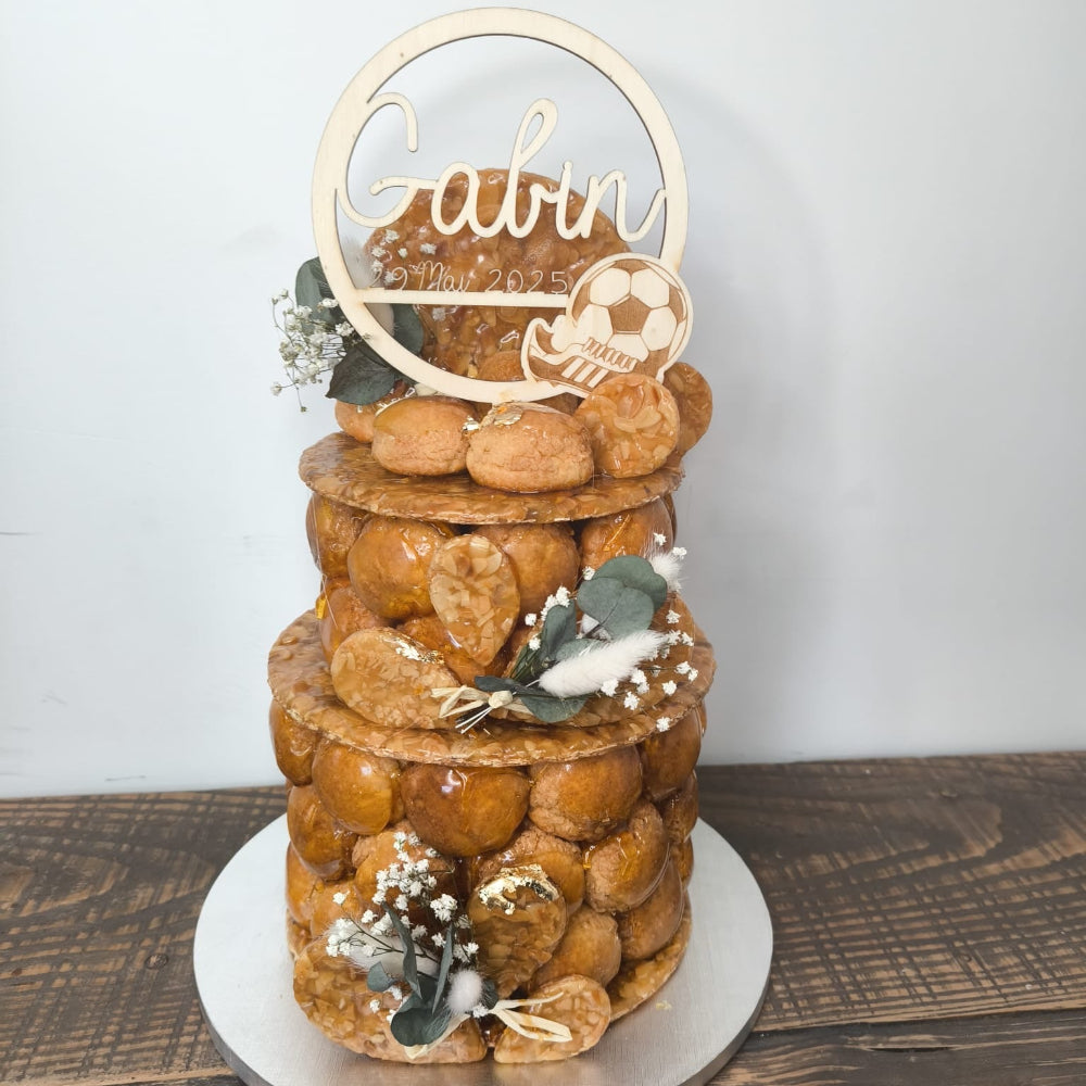 cake topper bois rond foot personnalisable