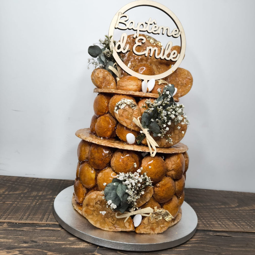 cake topper bois rond personnalisable