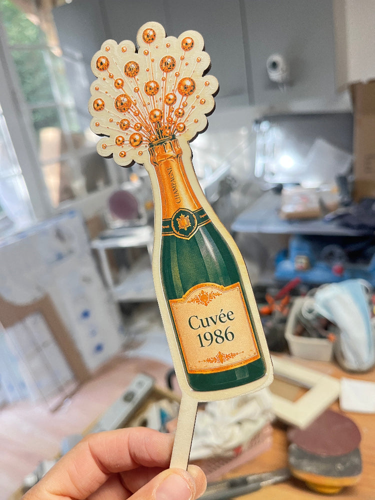 cake topper champagne personnalisable
