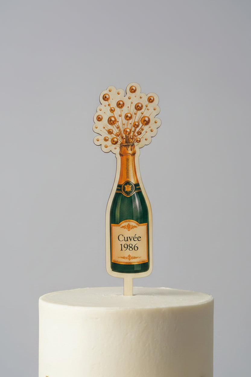 cake topper champagne personnalisable