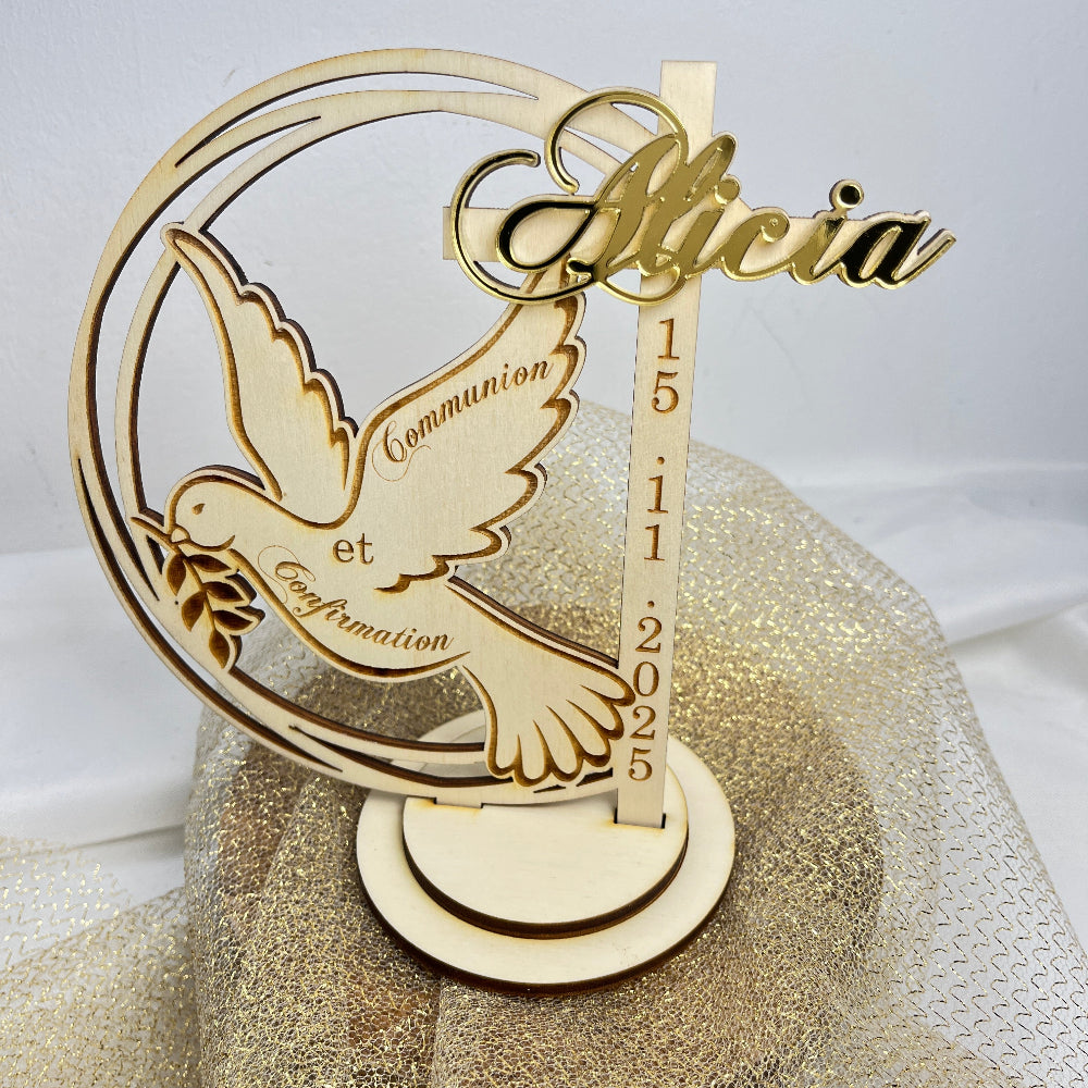 cake topper colombe personnalisable