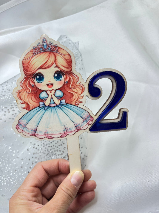 cake topper princesse en bois