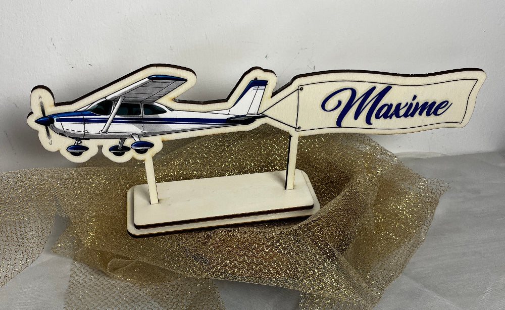 cake topper sur pied avion personnalisable