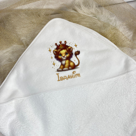 cape de bain lion personnalisable