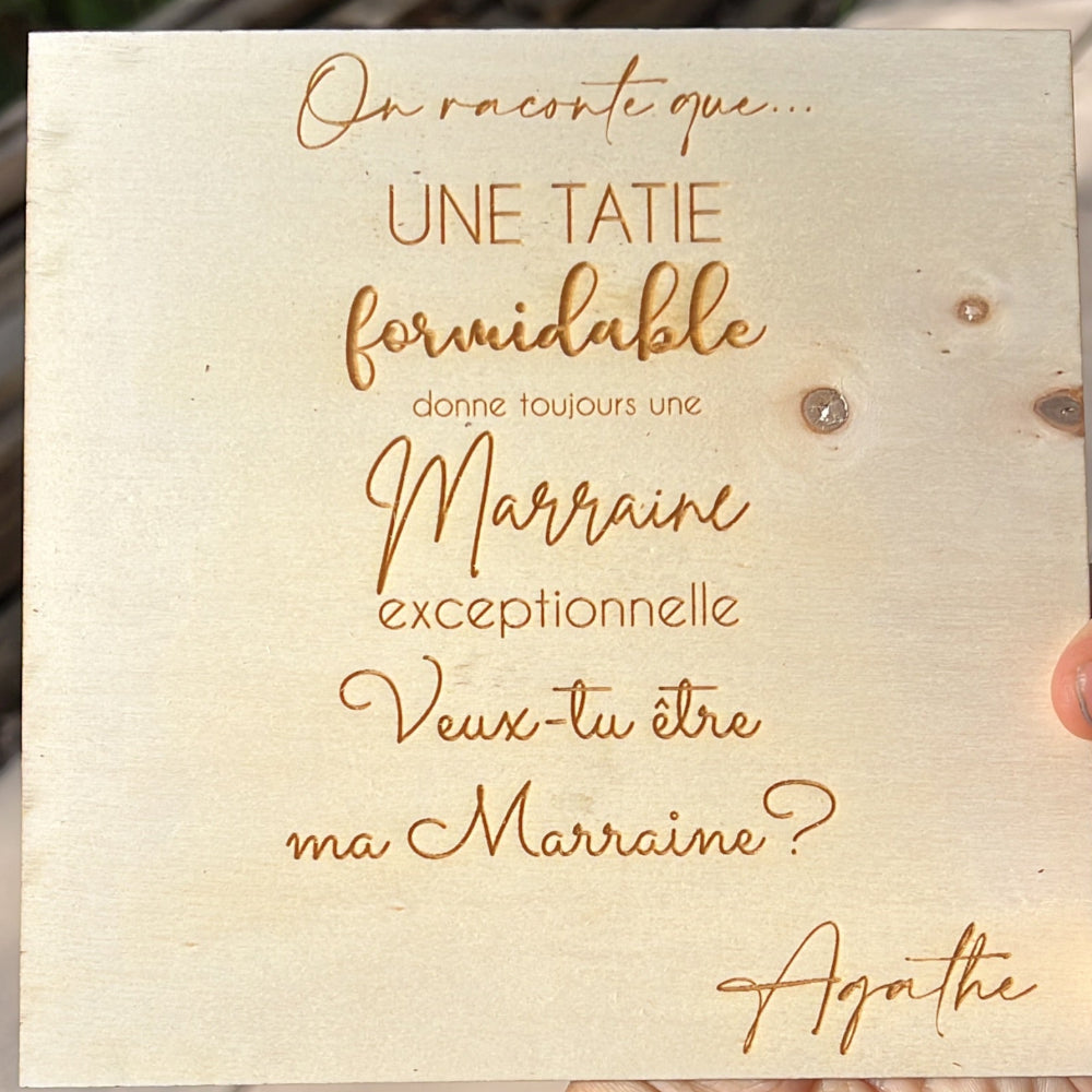 carte annonce en bois echographie personnalisable