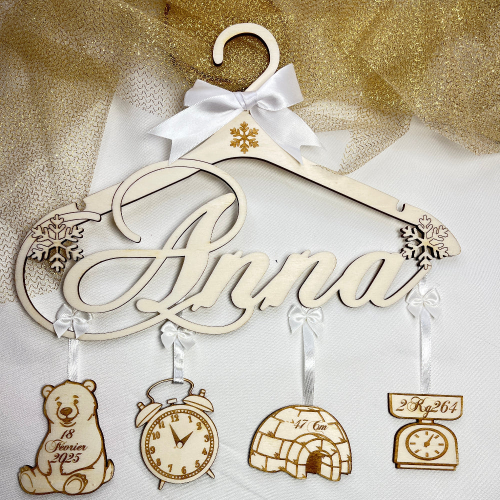 cintre en bois personnalisé polaire  ours