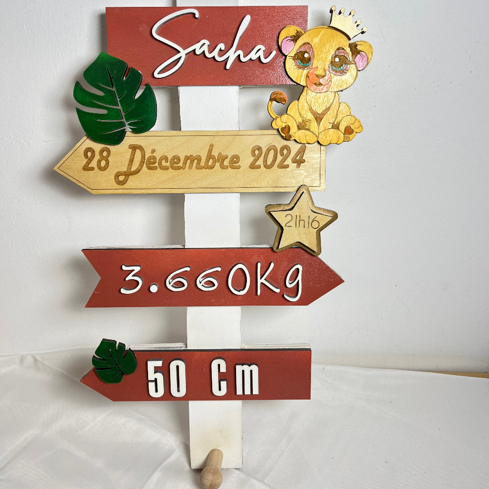 décoration en bois de naissance porte manteau personnalisé