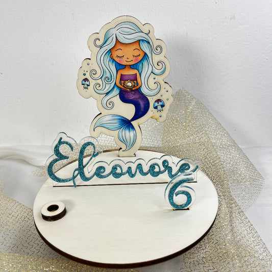 decor de gateau a tarte sirene personnalisable