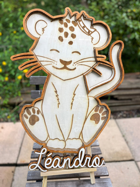 livre dor en bois lionceau personnalisale