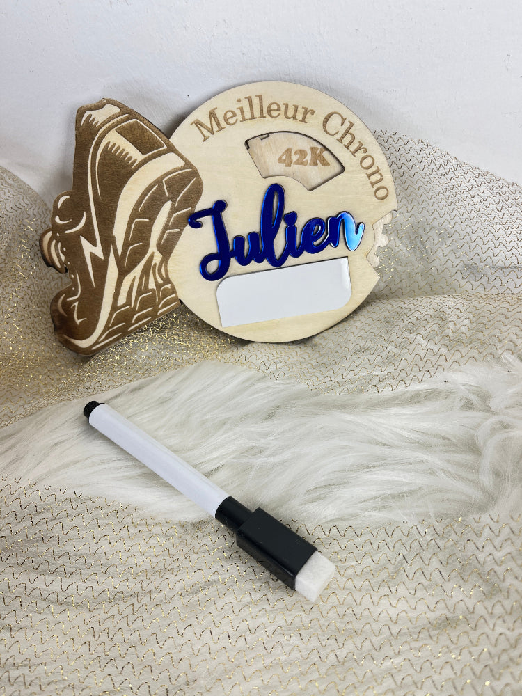 magnet en bois chrono personnalisable