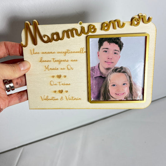 magnet photo en bois personnalisé