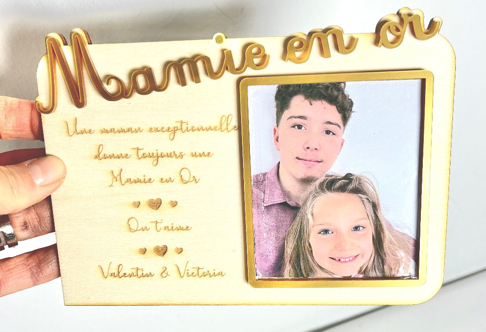 magnet photo en bois personnalisé enfants