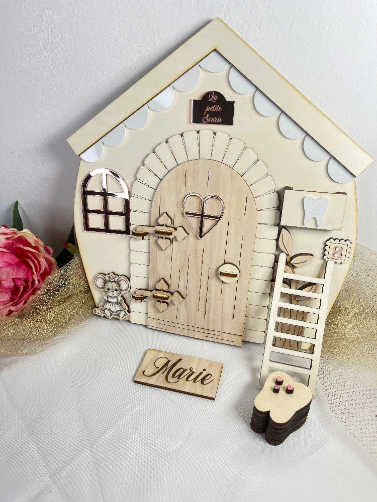 maison de la petite souris en bois personnalisable en couleur marie