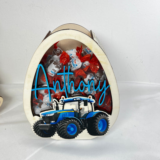 oeuf de paque tracteur personnalisable en bois