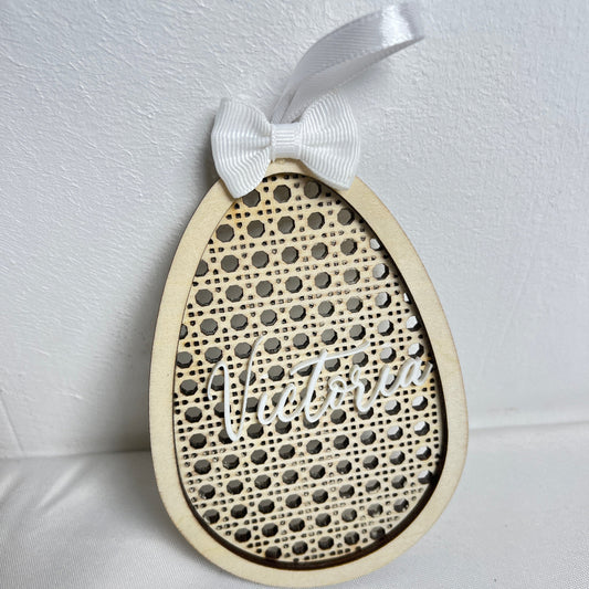 oeuf en bois personnalisable facon rotin