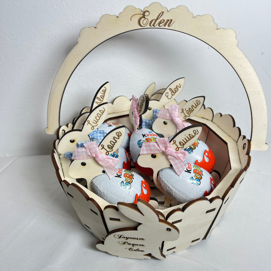 panier de paques en bois personnalise
