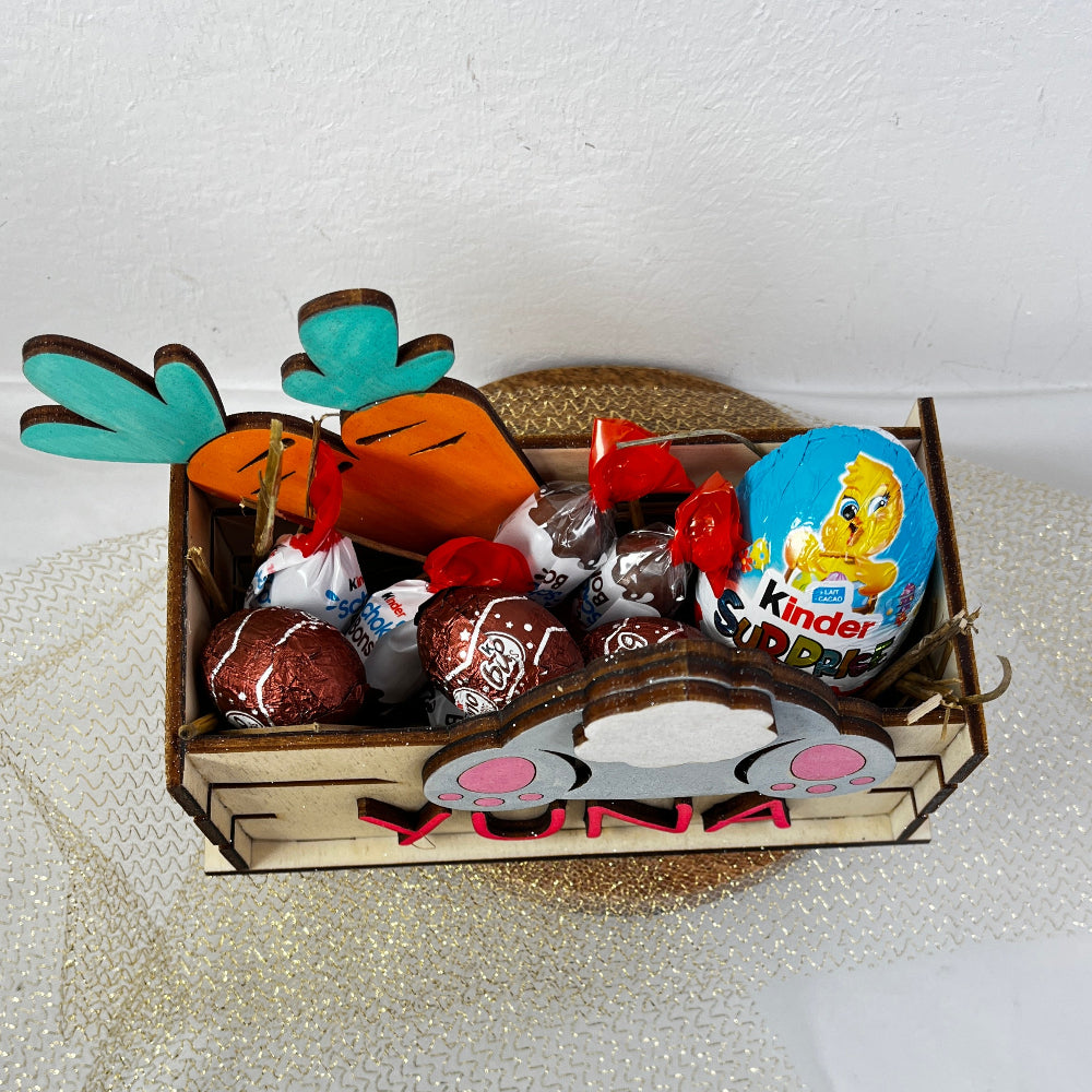 panier en bois de paques personnalisable