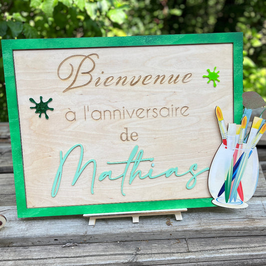 panneau bienvenue anniversaire personnalisé bois
