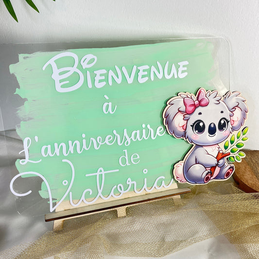 panneau de bienvenue en plexiglas personnalisable