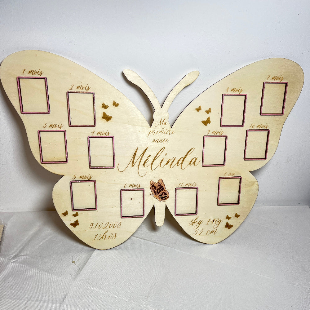 panneau photoen bois chambre de bebe papillon melinda