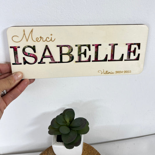 panneau prénom fleuri personnalisable