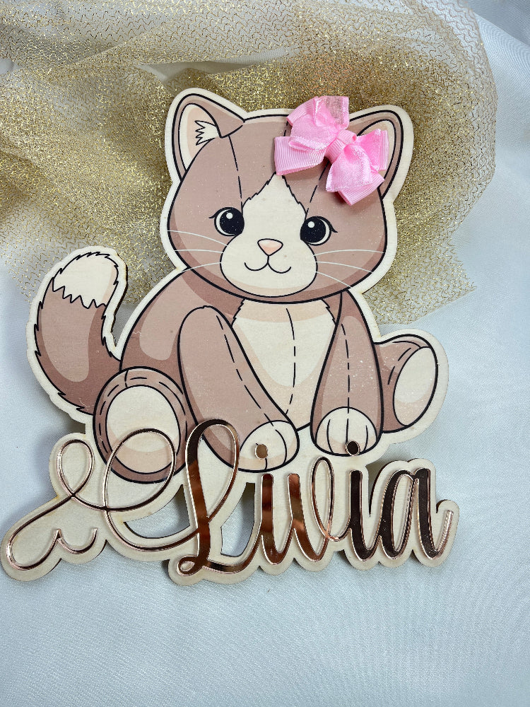 plaque de porte chaton en bois personnalisable