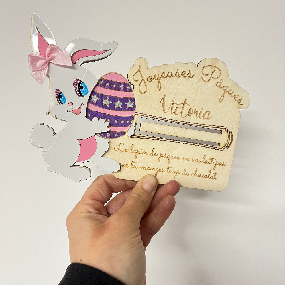 porte billet de paques lapin personnalisable