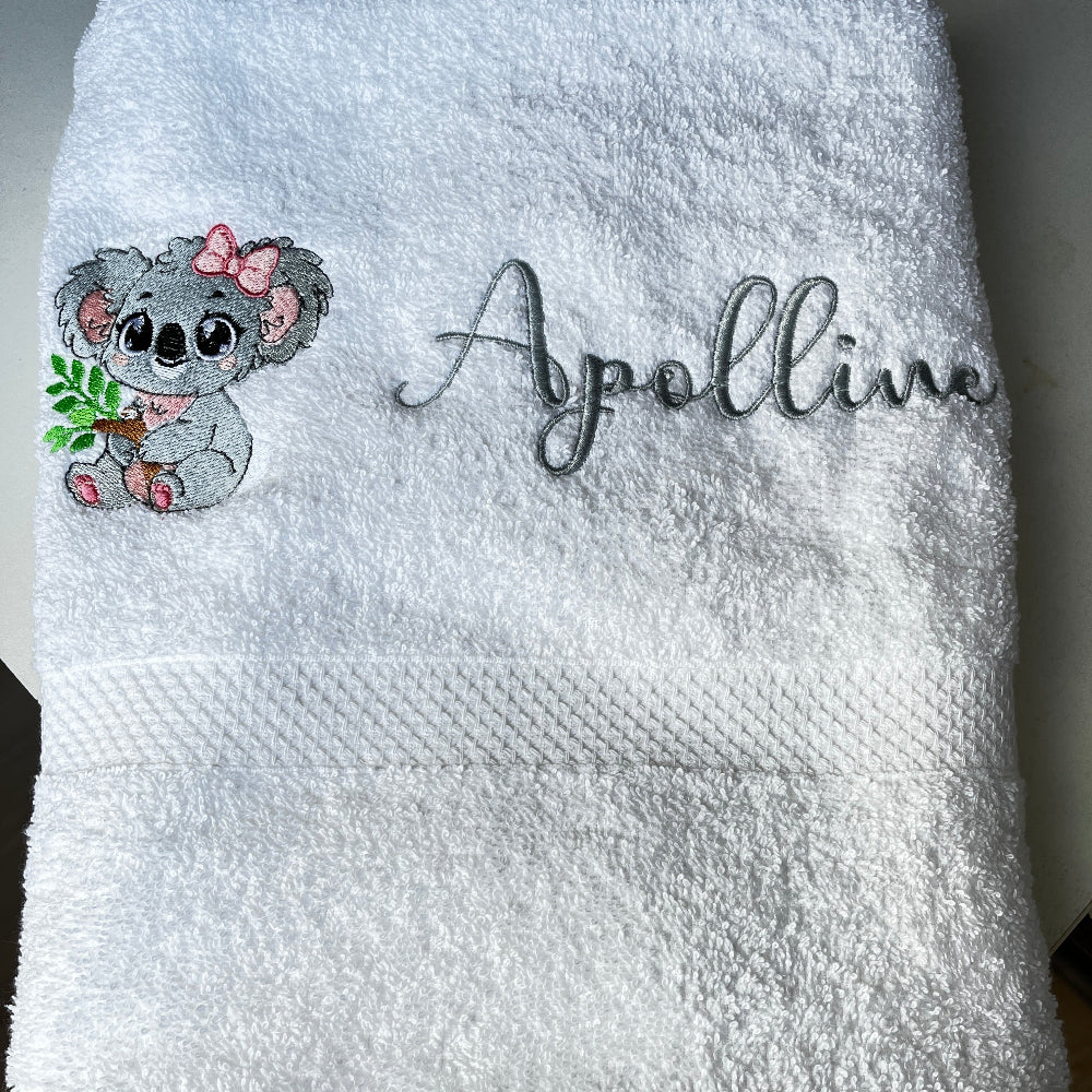serviette broderie koala personnalisable