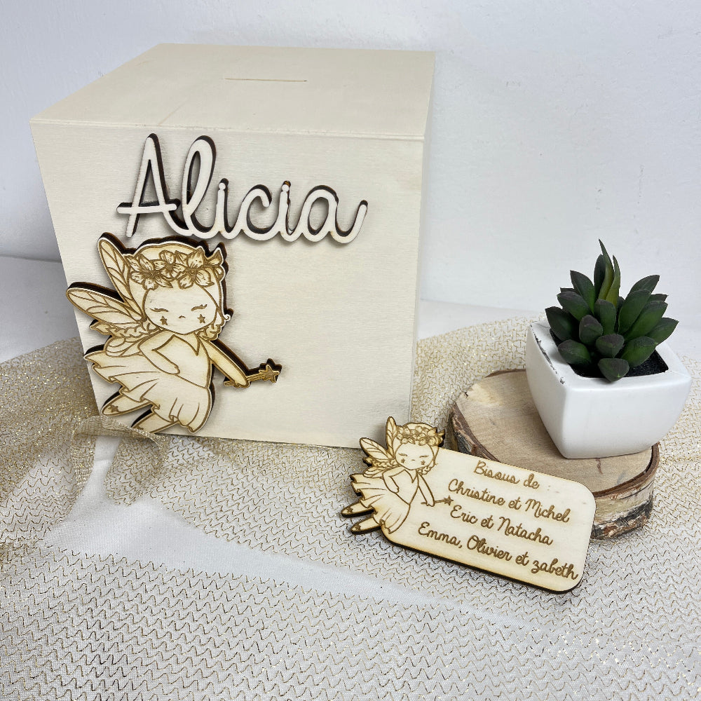tirelire en bois personnalisable fee