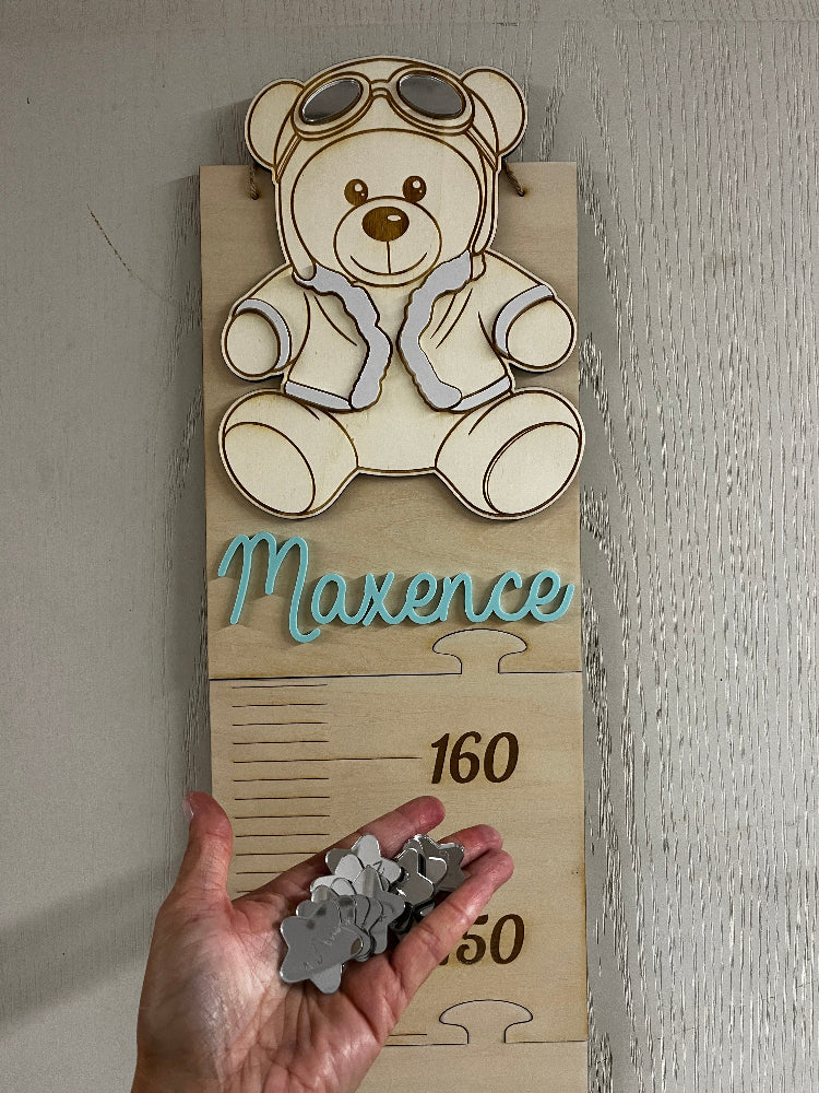 toise en bois nounours aviateur