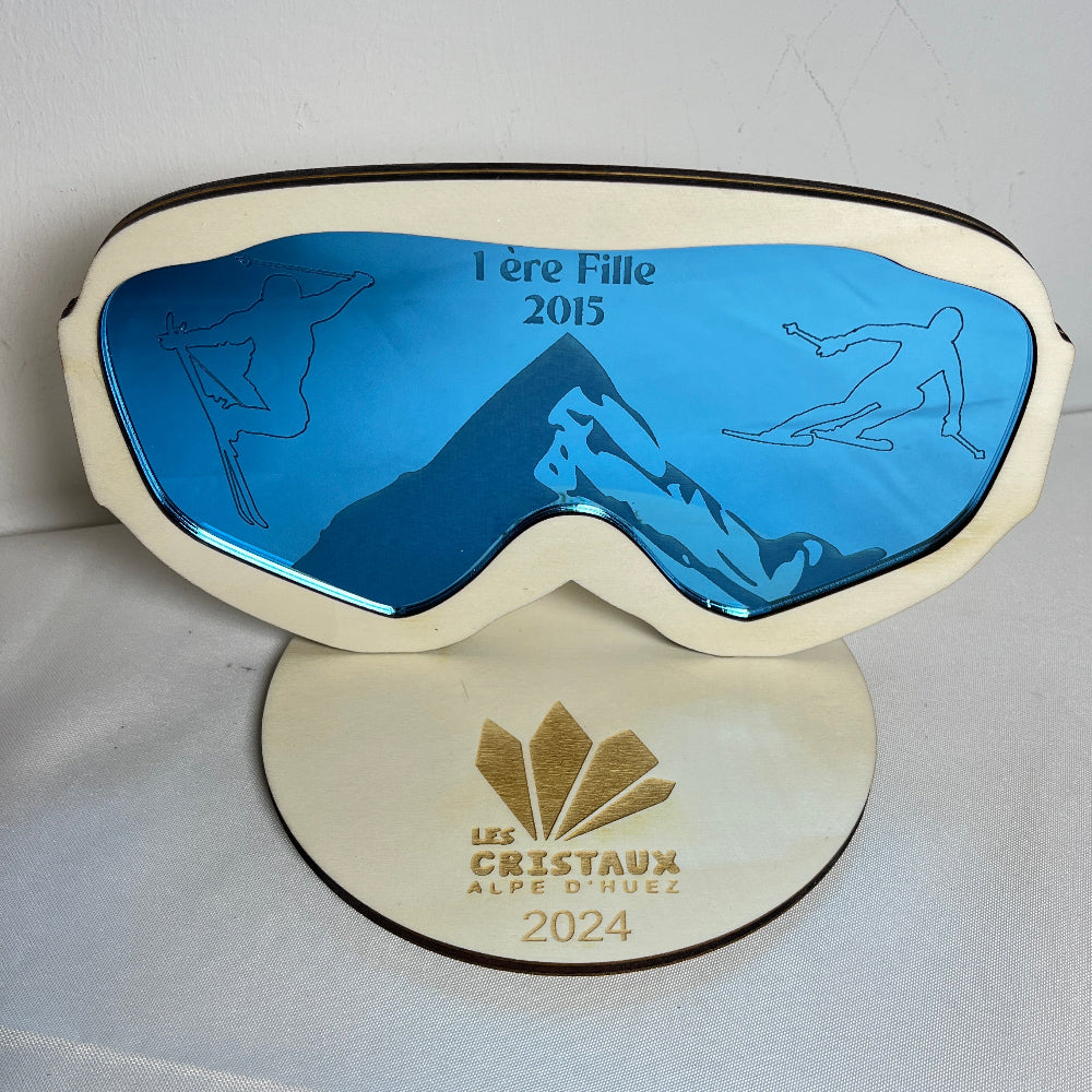 trophee ski bois et plexiglas